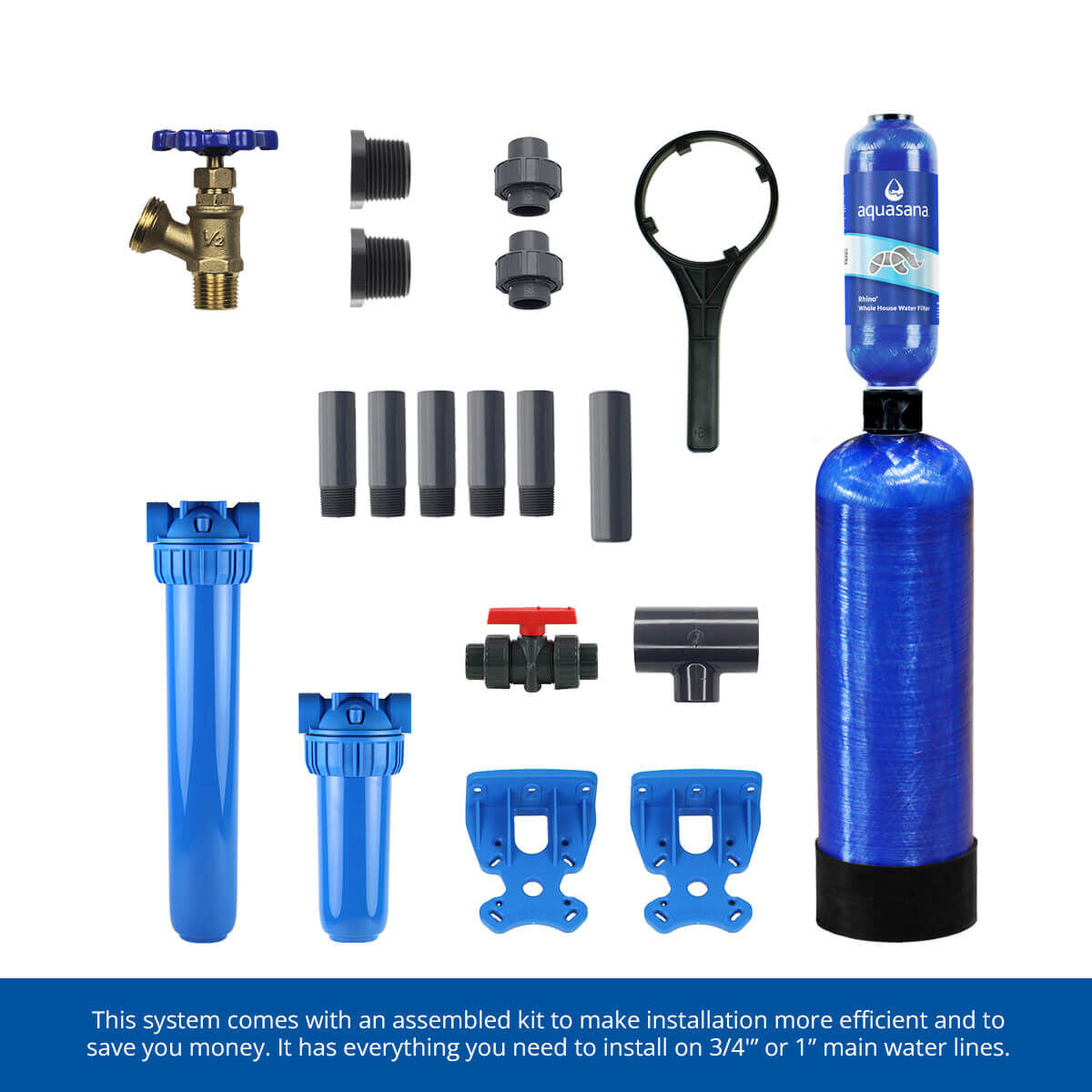 Rhino® Max Flow with Tall Salt-Free Water Conditioner, Max Flow UV Filter, Pro-Grade Bypass Kit and Low Maintenance Pre-Filter image number 2